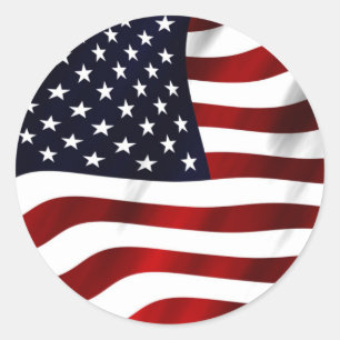 Sticker Rond Jour de l'indépendance patriotique du drapeau amér