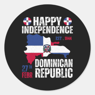 Sticker Rond Jour De L'Indépendance République Dominicaine Drap