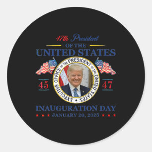 Sticker Rond Jour de l'investiture de Trump 2025 47ème Présiden