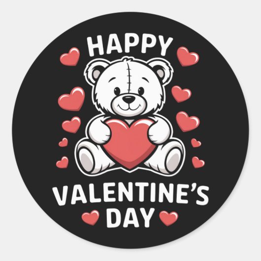 Sticker Rond Jour de l'ours Heureuse Sainte-Valentin (Devant)