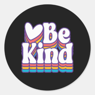 Sticker Rond Jour de l'Unité Orange Coeur Soyez gentil Enfants 