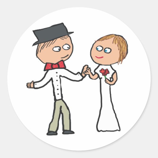 Sticker Rond Jour de mariage de mariée et de chambre (Devant)