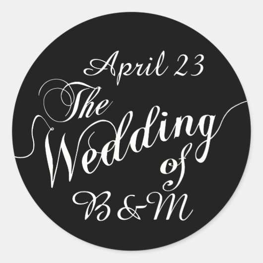 Sticker Rond Jour de mariage noir & blanc (Devant)