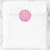 Sticker Rond Jour de mariage Satin rose & Diamants Faux (Sac)