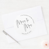 Sticker Rond Jour de Mariage Script Miss to Mrs (Enveloppe)