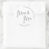 Sticker Rond Jour de Mariage Script Miss to Mrs (Sac)