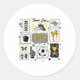 Sticker Rond Jour de match de football à ruban coquette Équipe