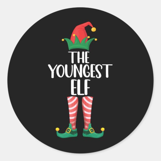Sticker Rond Jour de Noël de la famille du plus jeune elfe (Devant)