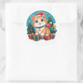 Sticker Rond Jour de Noël du chat (Sac)