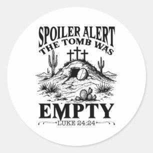 Sticker Rond Jour de Pâques Religieux Christian Spoiler Alerte