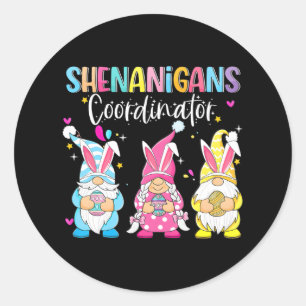 Sticker Rond Jour de Pâques Shenanigans Coordonnateur Gnome Rab