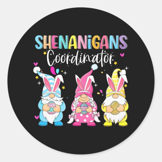 Sticker Rond Jour de Pâques Shenanigans Coordonnateur Gnome Rab (Devant)