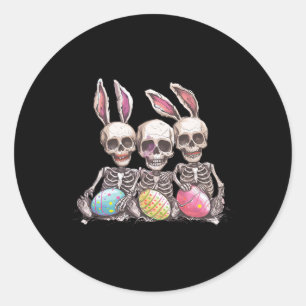 Sticker Rond Jour de Pâques Squelette de Pâques Squelette Lapin