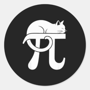 Sticker Rond Jour de Pi Maths Chat Nerd Comédie Enseignant Élèv