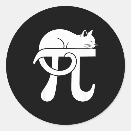 Sticker Rond Jour de Pi Maths Chat Nerd Comédie Enseignant Élèv (Devant)