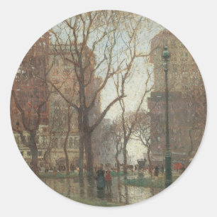 Sticker Rond Jour de pluie, Madison Square, New York, Paul Corn