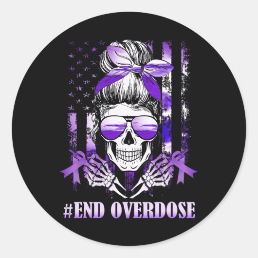 Sticker Rond Jour de sensibilisation à l'overdose USA American (Devant)
