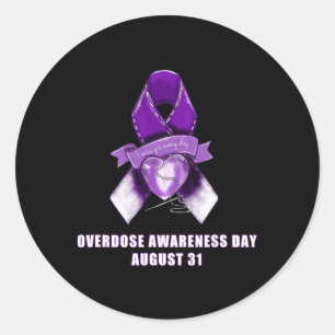 Sticker Rond Jour de sensibilisation aux surdoses Ruban violet