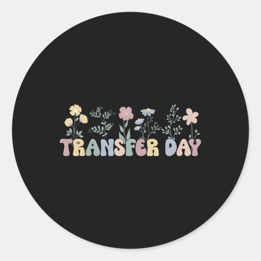 Sticker Rond Jour de transfert Embryo Fleurs de jour de transfe (Devant)