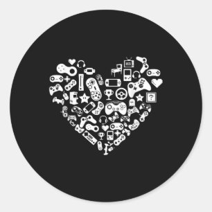 Sticker Rond Jour de Valentines Contrôleur de jeu vidéo Heart C