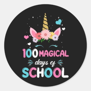 Sticker Rond Jour D'Enfance Pour Les Filles 100 Jours Magiques
