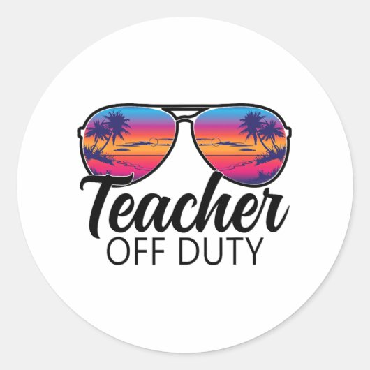 Sticker Rond Jour Dernier De L'École Pour Enseignant (Devant)