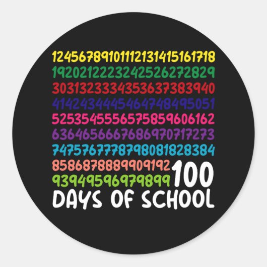 Sticker Rond Jour des 100 nombres de mathématiques à l'école po (Devant)