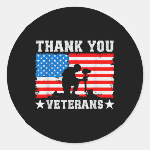 Sticker Rond Jour des Anciens Combattants Merci Memorial Day Pa