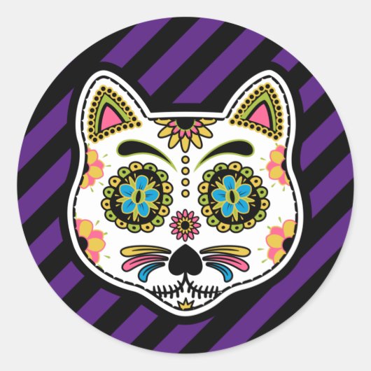 Sticker Rond Jour des Chats Morts Crâne à sucre (Devant)