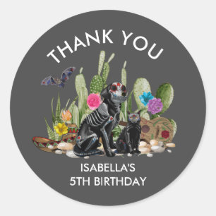 Sticker Rond Jour des morts Dia De Los Muertos Anniversaire Fav