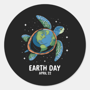 Sticker Rond Jour des terres 2025 Restaurer Earth Sea Turtle Ar