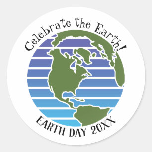 Sticker Rond Jour des terres Blue Green Globe Carte Planète
