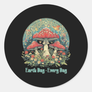 Sticker Rond Jour des terres chaque jour Champignons rouges Sup