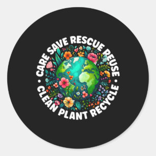 Sticker Rond Jour des terres Chemise Care Enregistrer Secourir 