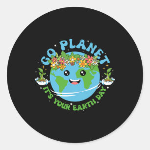 Sticker Rond Jour des terres Chemise Go Planet C'est votre Jour