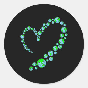 Sticker Rond Jour des terres Coeur mignon Sauver la planète De 