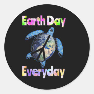 Sticker Rond Jour des terres de tortue de la paix Quotidienne A