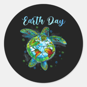 Sticker Rond Jour des terres De Tortues de mer Naturelle Sauver