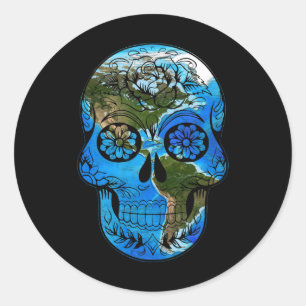 Sticker Rond Jour des terres Du Crâne À Sucre - Jour De La Terr