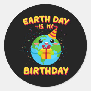 Sticker Rond Jour des terres Est Mon Anniversaire