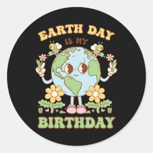 Sticker Rond Jour des terres est mon anniversaire avril 22nd Na