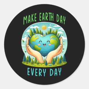 Sticker Rond Jour des terres Faire Jour des terres tous les jou
