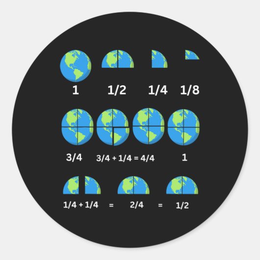 Sticker Rond Jour des terres Math Fractions de l'enseignant Fra (Devant)