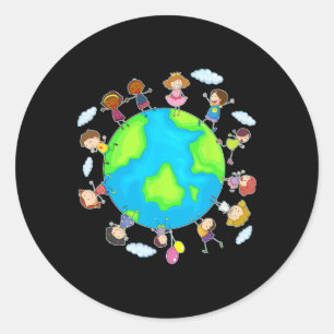 Sticker Rond Jour des terres mignon 2025 Sauver l'environnement