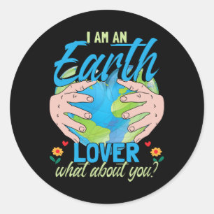 Sticker Rond Jour des terres Militant Climatique Je Suis Un Amo