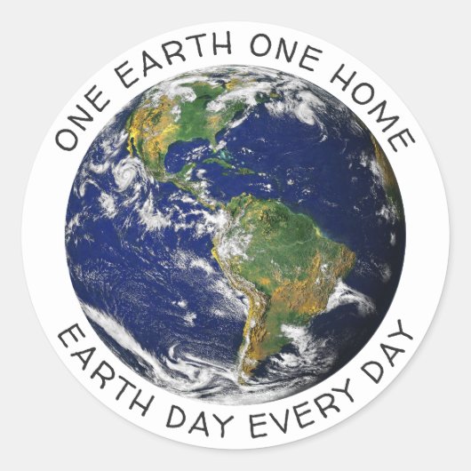 Sticker Rond Jour des terres One Earth One Home Globe World Cus (Devant)