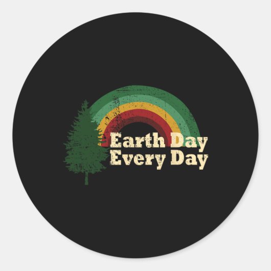 Sticker Rond Jour des terres quotidien Rainbow Pine Tree (Devant)