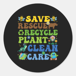Sticker Rond Jour des terres rétro Enregistrer les abeilles Sec