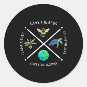 Sticker Rond Jour des terres Sauver Les Abeilles Plante Plus D'