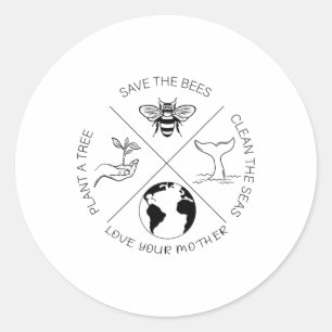 Sticker Rond Jour des terres Sauver Les Abeilles Plante Plus D'